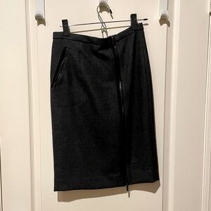 J Crew Charcoal Gray Zip-Front Wool Pencil Skirt Size 2 Fully Lined